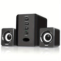 2.1 Mini Desktop Speaker System USB Powered with Independent Treble Bass Control for Bedside Audio, Alarms and Room Entertainment