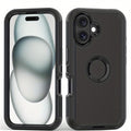Phone Case Dual-Layer TPU and PC Hybrid Cover for iPhone 16 Plus in Black, Orange or Green