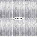 Party Decorations Six-Pack Silver Tinsel Curtain Backdrop, 39.3 x 78.7-Inch Panels for Photo Areas