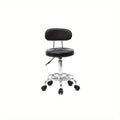 Salon Stool with Back & 360° Swivel, Adjustable Height 18.9", 22.8", Round Padded Cushion Seat, Chrome Base