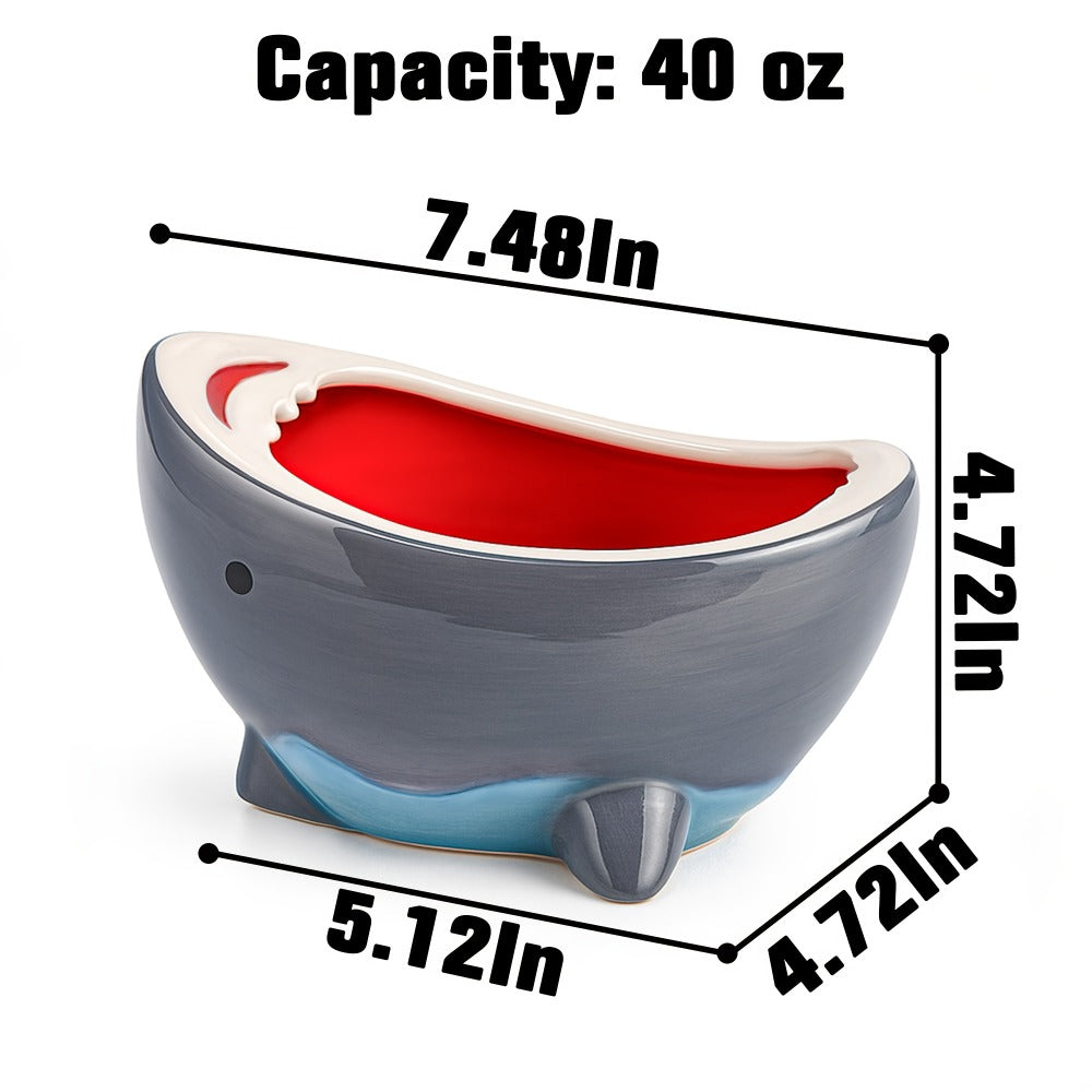 Shark Ramen Bowl 40oz – Large Handmade Ceramic Serving Bowl for Soup, Snacks, Candy & Fruit, Cute Decorative Key Bowl for Entryway