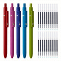 Gel Pen Set 25-Pack – 5 Multicolor Pens + 20 Black Refills 0.5mm Fine Point Quick-Drying Smooth Writing No Feather Ink for Office School