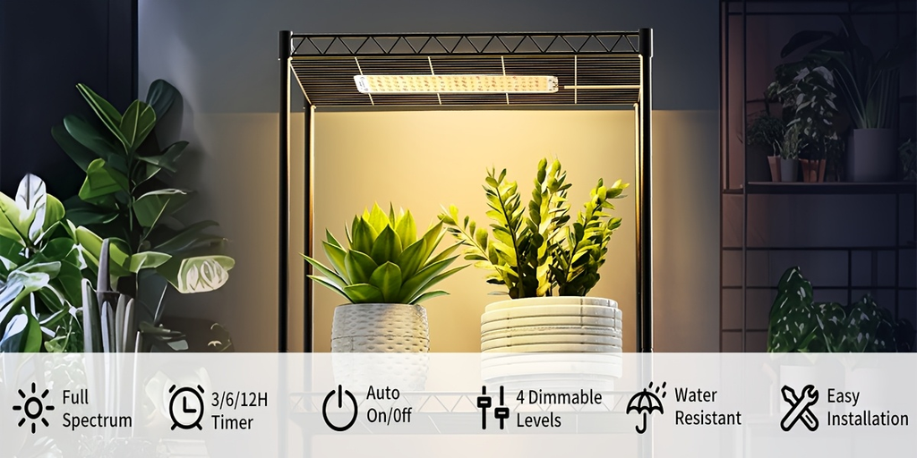 Four-Panel 5V USB Plant Light Kit with 96-LED Boards, Timer Controller and Shelf Mounting Pieces