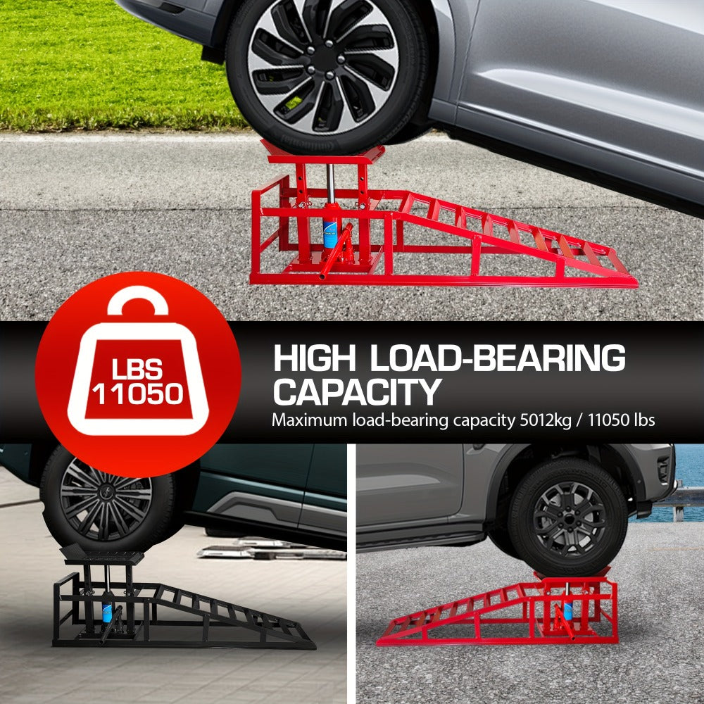 Hydraulic Car Ramps 2-Pack 5T High Lift Vehicle Wheel Ramps for Oil Change Tire Service for Entryways, Bedrooms and Living Spaces