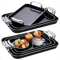 3-Piece Rectangular Serving Tray Set with Handles, Plastic Food Trays for Parties, Dinners & Gatherings