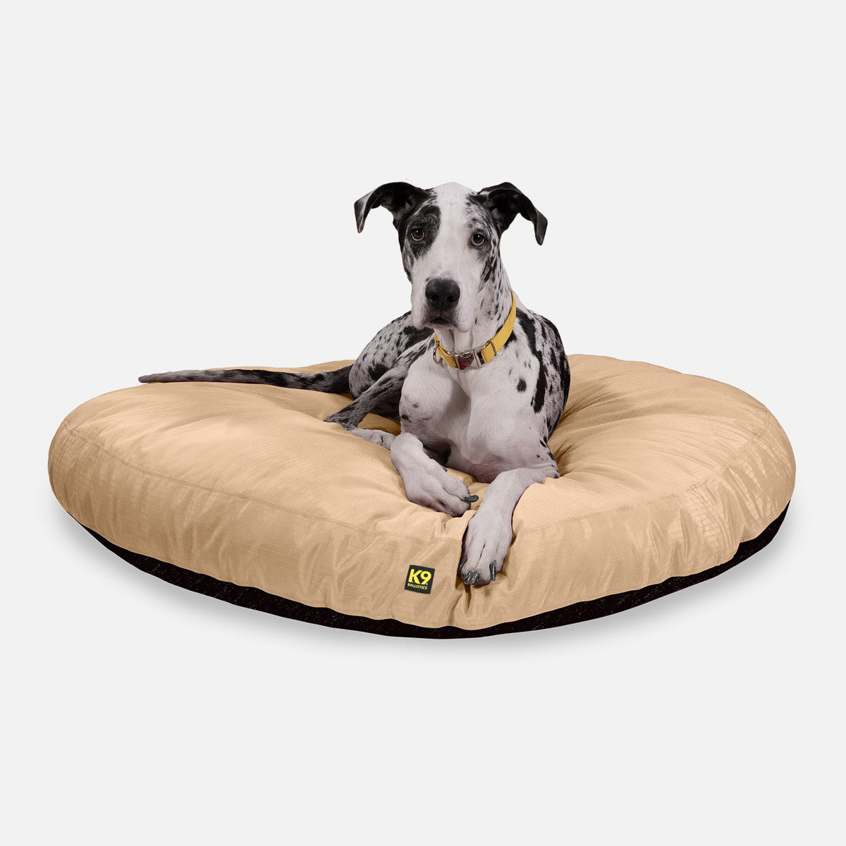 Tough Ripstop Round Pillow Dog Bed, XL / Tan