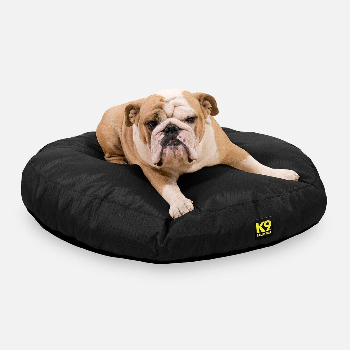 Tough Ripstop Round Pillow Dog Bed, M / Obsidian Black