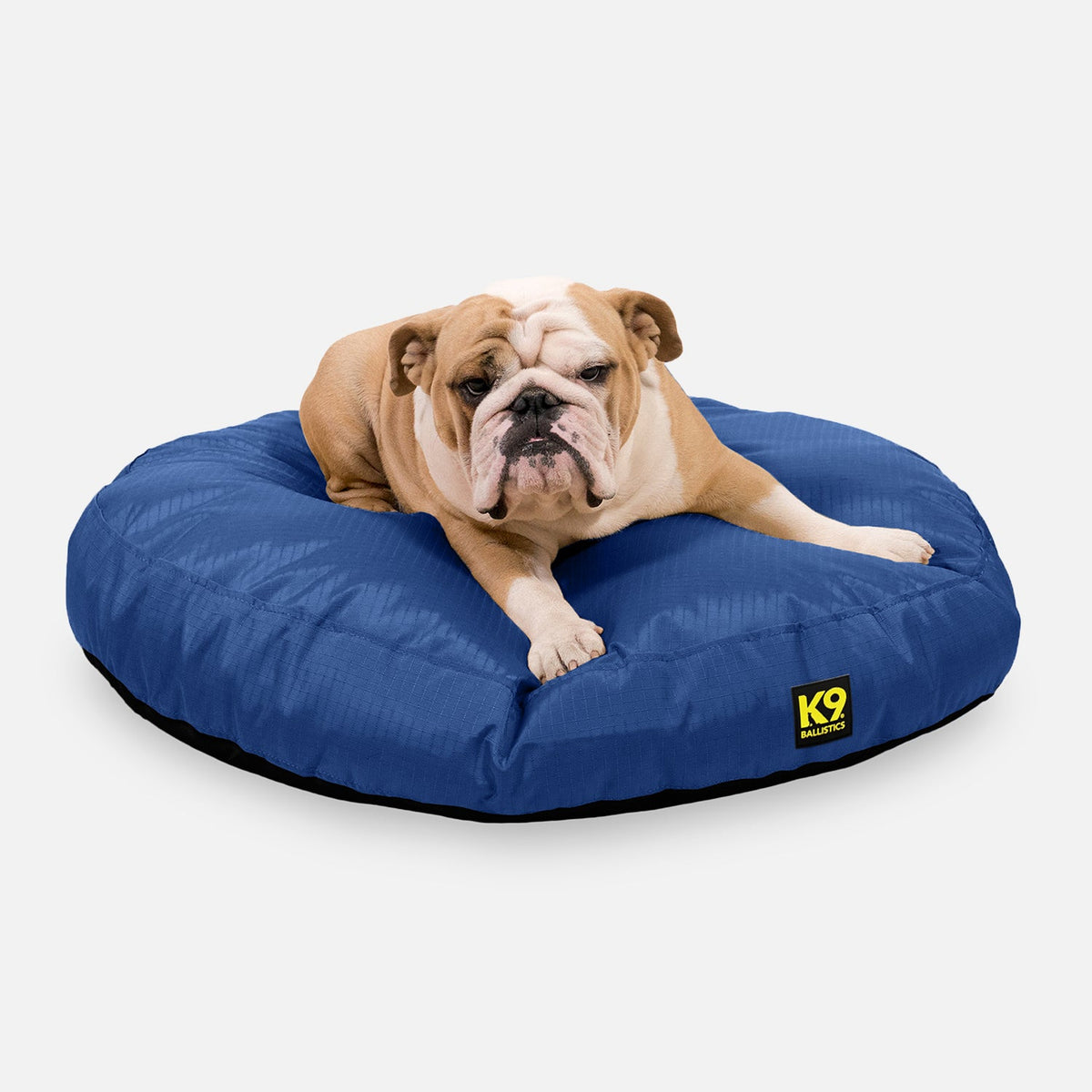 Tough Ripstop Round Pillow Dog Bed, M / Blue Quartz