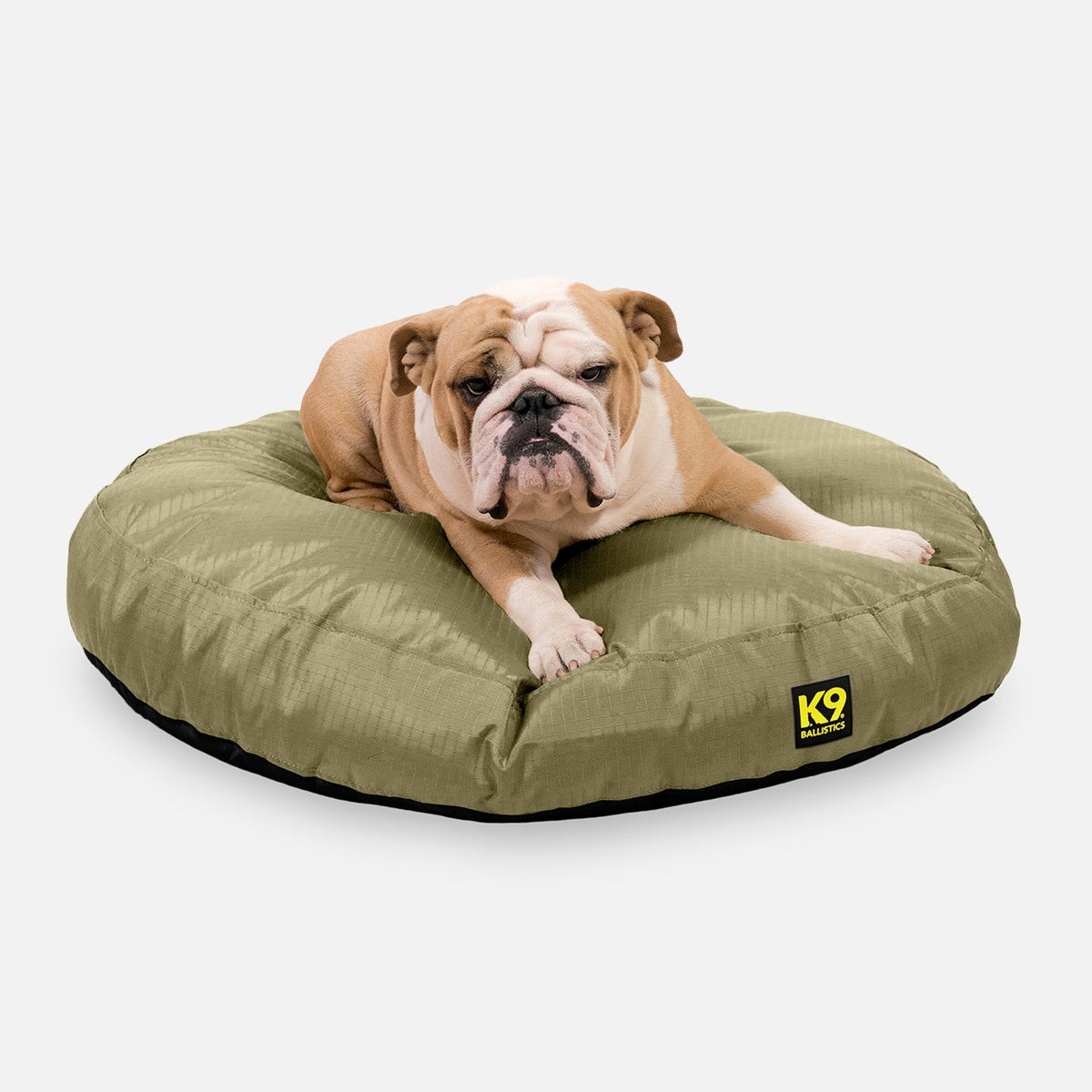 Tough Ripstop Round Pillow Dog Bed, M / Sage Green