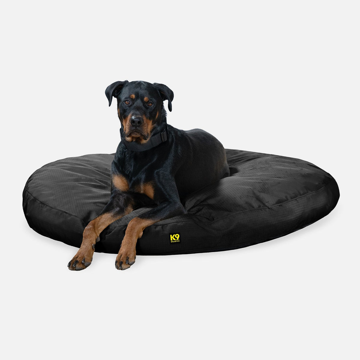 Tough Ripstop Round Pillow Dog Bed, L / Obsidian Black