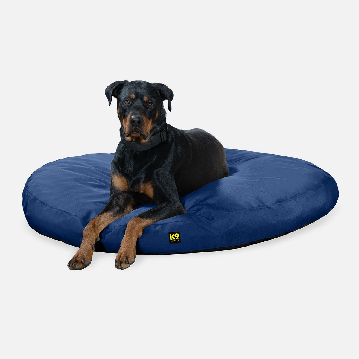 Tough Ripstop Round Pillow Dog Bed, L / Blue Quartz