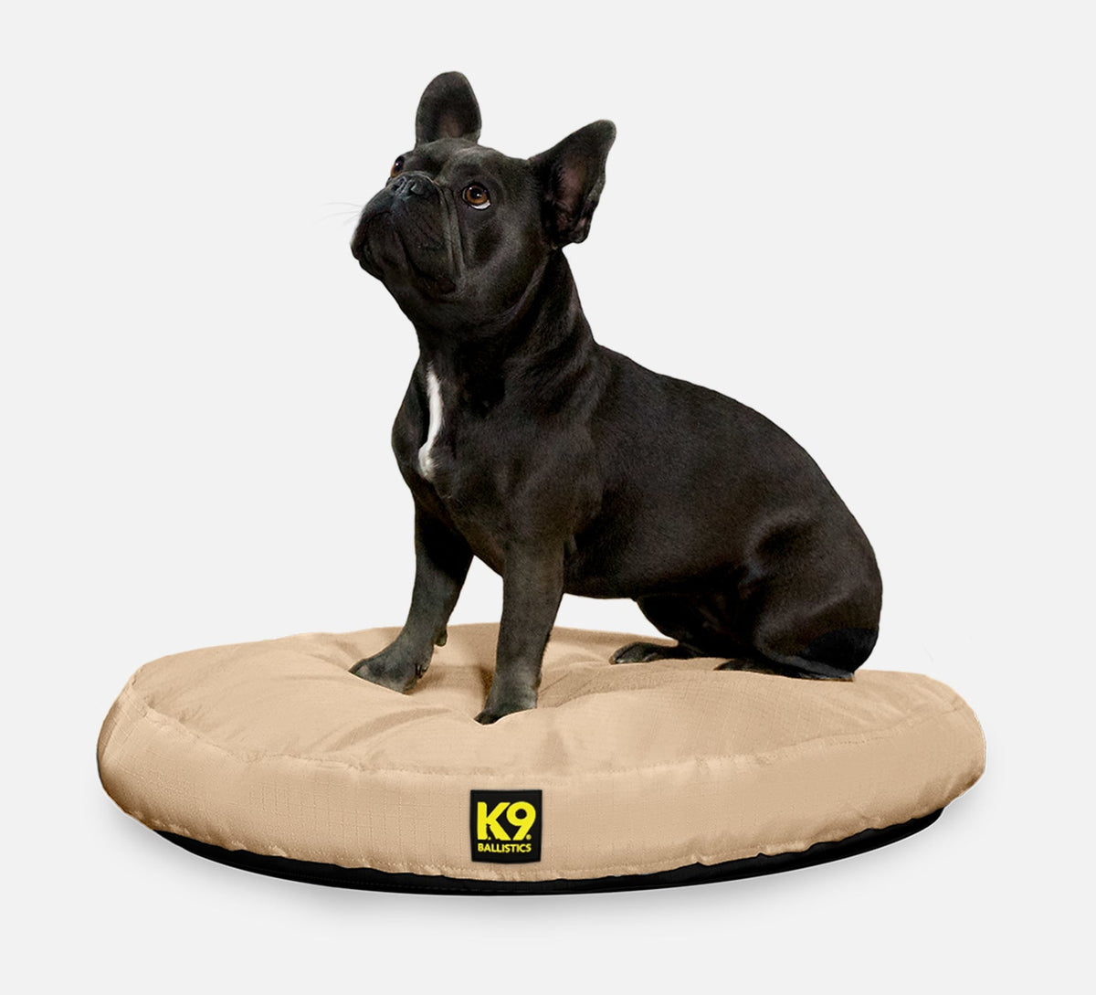 Tough Ripstop Round Pillow Dog Bed, S / Tan