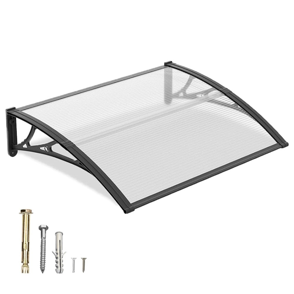 Window Awning Door Canopy Polycarbonate Overhang, UPF 50+ UV & Rain Protection, Leak-Proof Hollow Sheet