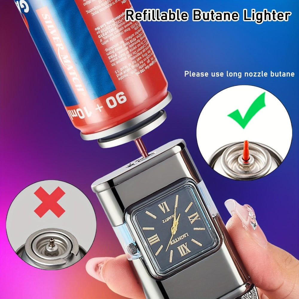 Double Flame Retro Metal Lighter Windproof Refillable Butane Outdoor Portable Quartz Ignition Dragon Eagle Gun Type Ice Golden Bronze