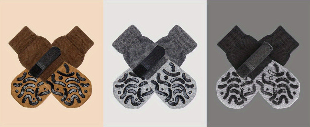 Non-Slip Dog Socks Double-Sided Grip Paw Protector with Adjustable Straps – Anti-Lick Dog Booties for Hardwood Floors