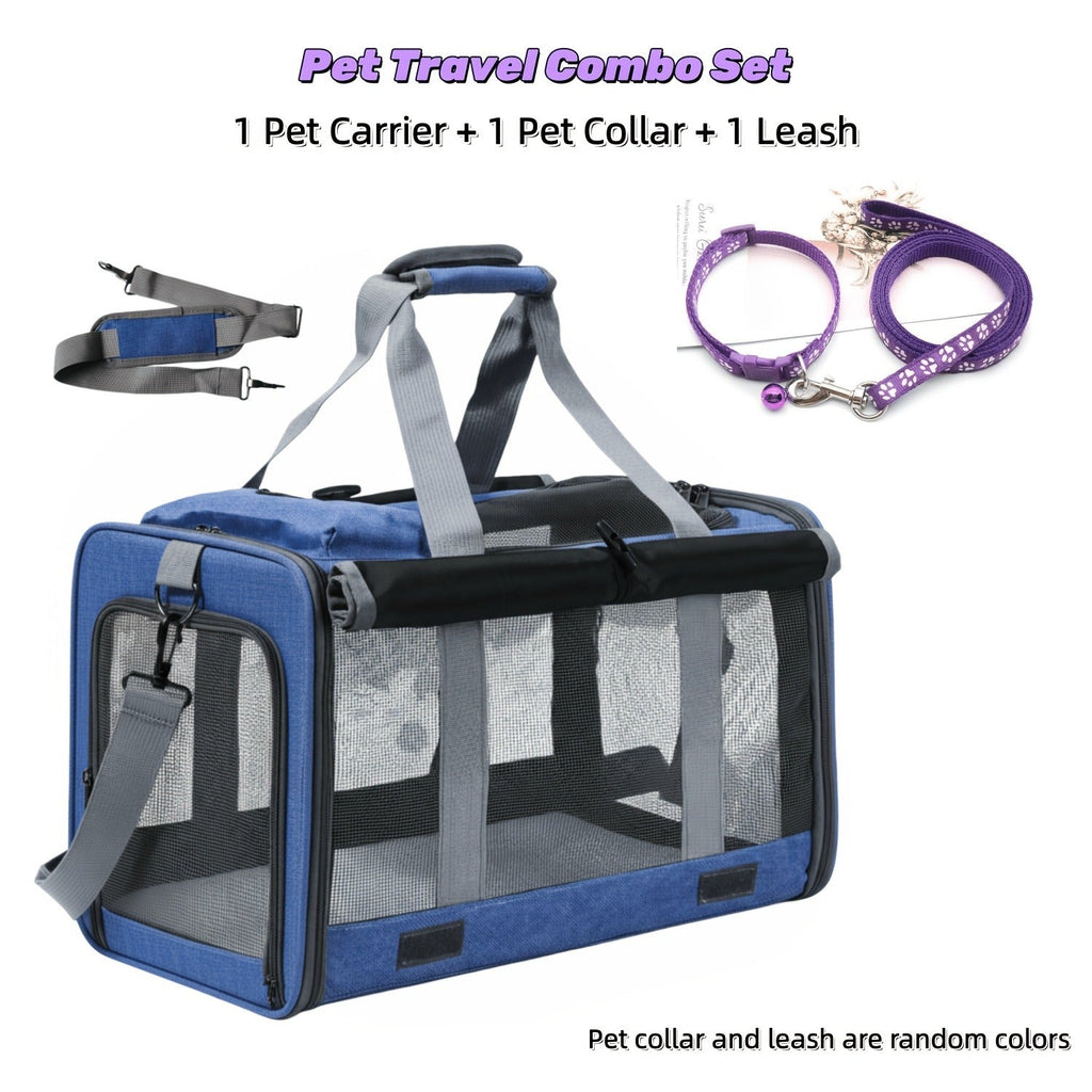 Airline Approved Pet Carrier Soft Sided Collapsible for Cats & Small Dogs – Breathable Oxford Cloth Travel Bag with Zipper Closure