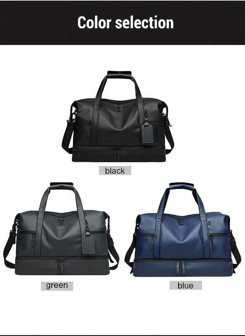 Gym Duffel Bag with Wet Pocket & Shoe Compartment – Foldable PU Leather Sports Travel Bag for Workouts, Weekend Trips & Everyday Use