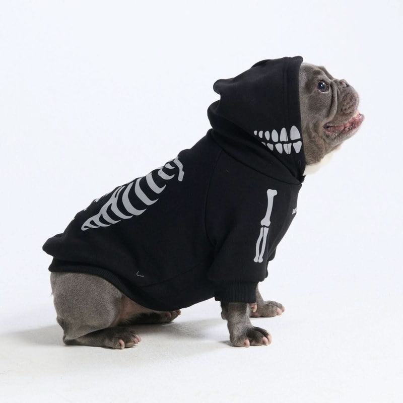Halloween Dog Hoodie, Halloween Skeleton Hoodie / L