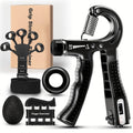 Grip Strengthener Set 5pcs – Adjustable Hand Grip Trainer with Counting, Finger Exerciser, Finger Stretcher