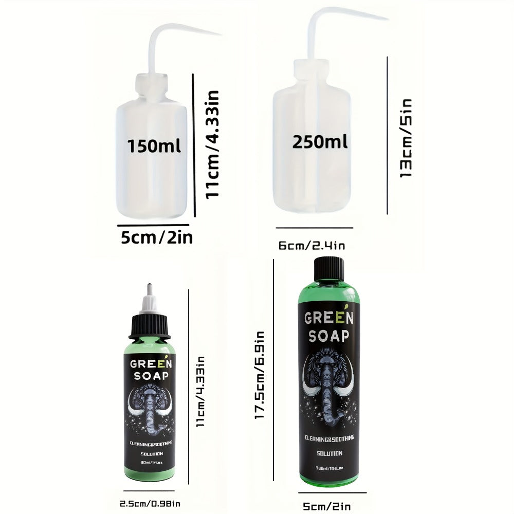Tattoo Green Soap Kit Cleansing Solution with Squeeze Bottle – Green and Blue Tattoo Soap for Artists, Safe Color Foam Moisturizing Formula