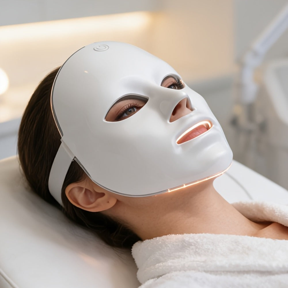LED Light Therapy Facial Mask Device 7 Color Photon Skin Rejuvenation Face Care Beauty Tool for Entryways, Bedrooms and Living Spaces