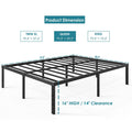 Bed Frame Steel Platform with 14-18 Inch Height Options, Under-Bed Storage and Tool-Free Assembly