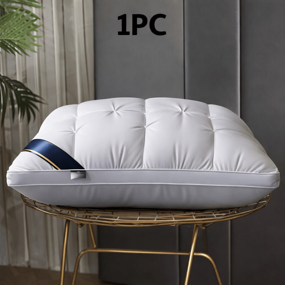 Hotel Quality Pillow Soft Polyester Fiber Deep Sleep Neck Support – No Collapse All Season Machine Washable Satin Cover Zipper Closure White