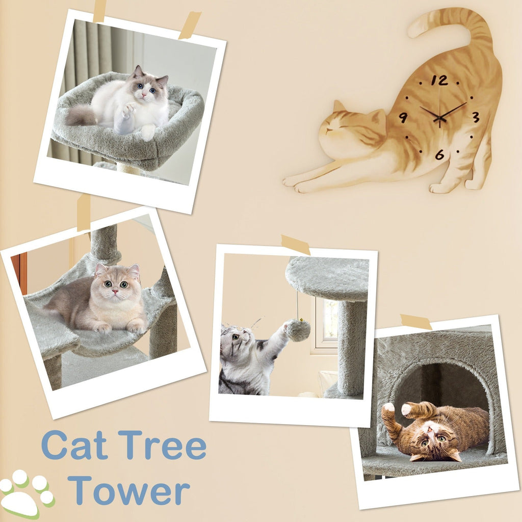 Multi-Level 44in Cat Tower with Enclosed Condo, Hammock, Round Platforms and Sisal-Wrapped Posts