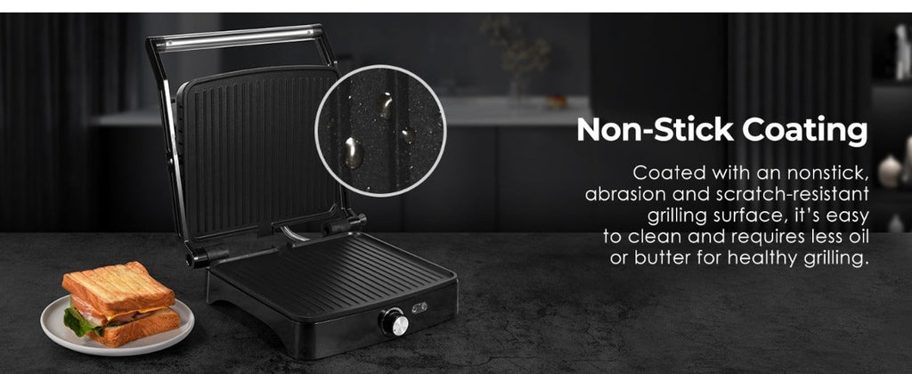 Panini Press Grill Indoor Sandwich Maker 4 Slice, Non-Stick 1200W Electric Grill with Temperature Control