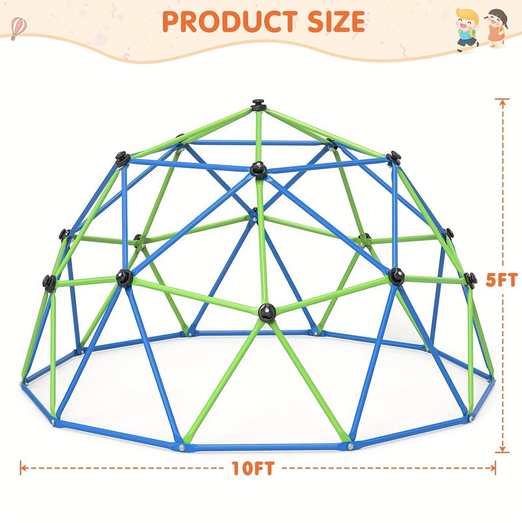 10FT Kids Climbing Dome with Hammock Swing Disc Swing Backyard Jungle Gym Steel Frame Outdoor Play Equipment 1000 LBS Capacity Gift for Boys