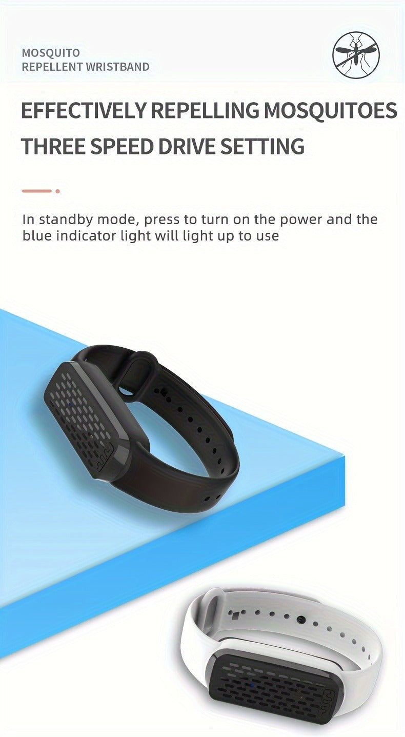 Mosquito Bracelet, Ultrasonic Soundwave Technology, USB Rechargeable, Wristband for Camping Outdoor Hiking Travel
