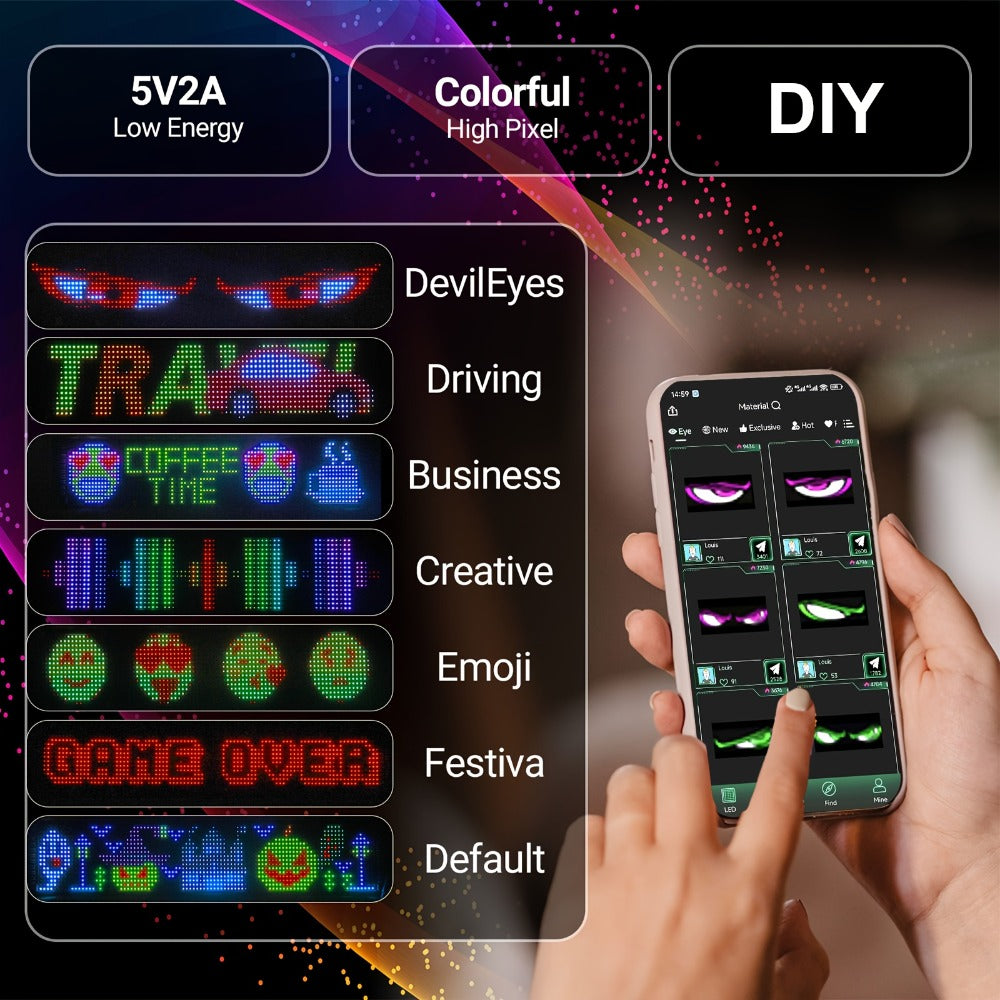 RGB LED Pixel Display Wall Art App Control USB Powered - Colorful Programmable Flexible Screen for an Everyday Personal Care Routine