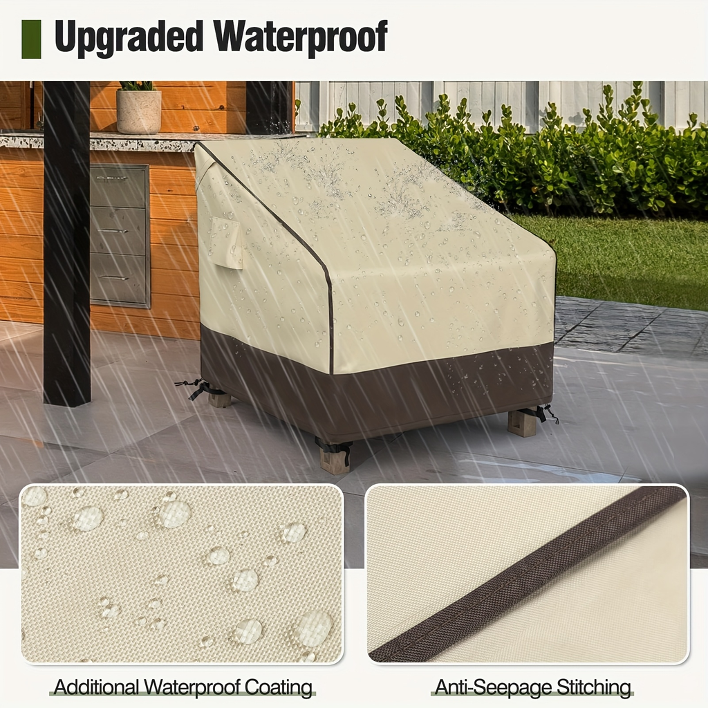 Two-Pack Patio Chair Covers in Beige and Brown with 32- or 35-Inch Width and 36-Inch Height