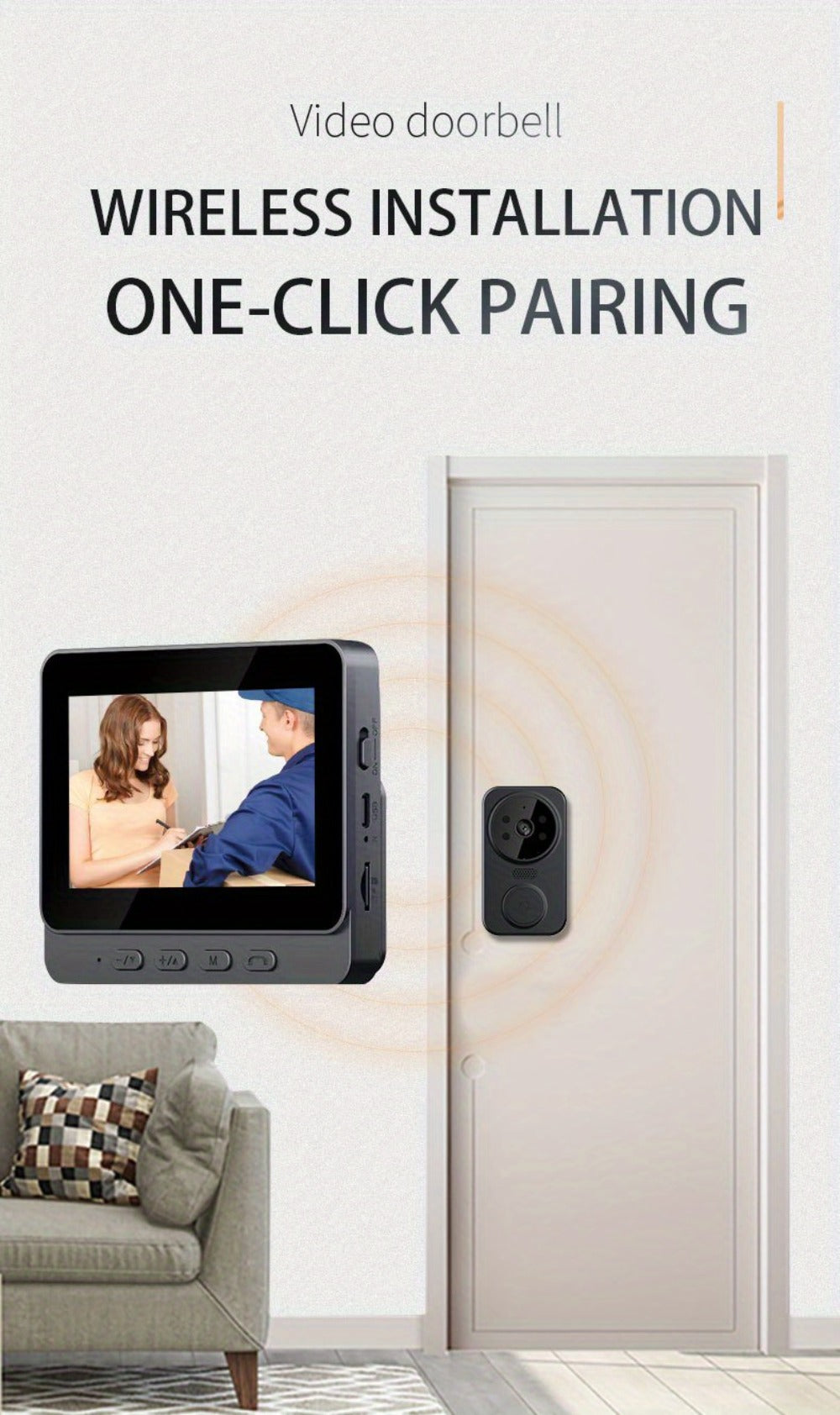 No WiFi Video Doorbell with 4.3" Indoor Monitor 1080P FHD, 120° Wide Angle, 850nm Night Vision, Two-Way Video Intercom