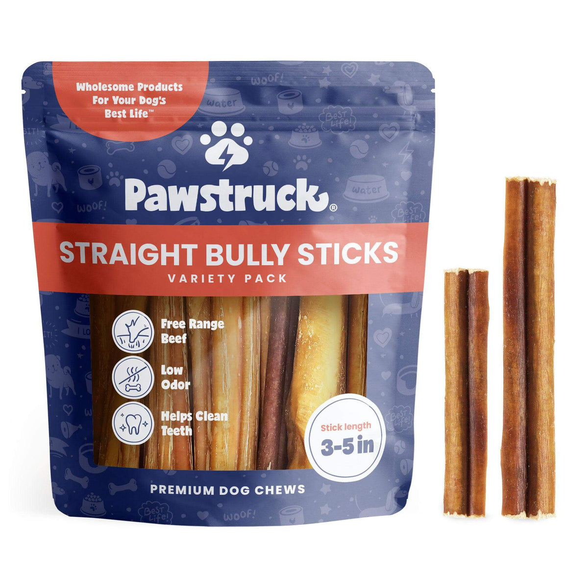 Straight Beef Bully Sticks for Dogs, 3-5in Sticks / 1 lbs