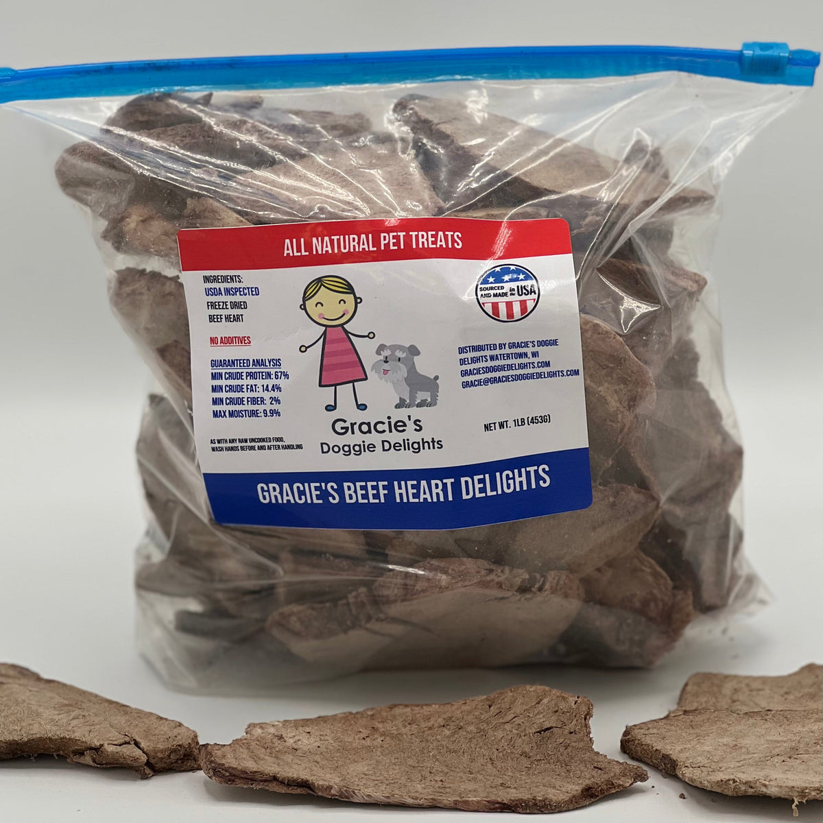 Freeze-Dried Beef Heart Dog Treats, 1lb Sliced Beef Heart