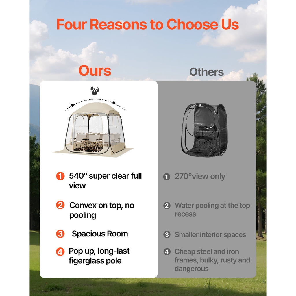 Pop Up Bubble Tent Clear Pod for Garden, Patio and Yard Use, with the Listed Configuration