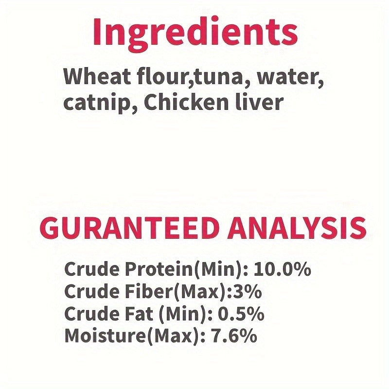 150 g Catnip and Cat-Grass Cookie Treats with Shaped Pieces and Pictured Ingredient Panel Pictured
