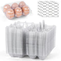Plastic Egg Cartons, 60 Pack Clear 6-Cavity Reusable Egg Holders with 4 Label Stickers – Bulk Egg Carton Set for Home, Ranch, Chicken Farm
