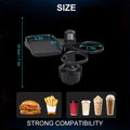 Rotating Car Cup Holder Expander with Dual Drink Rings, 4.3 x 6 Inch Tray, Adjustable Base and Black Finish