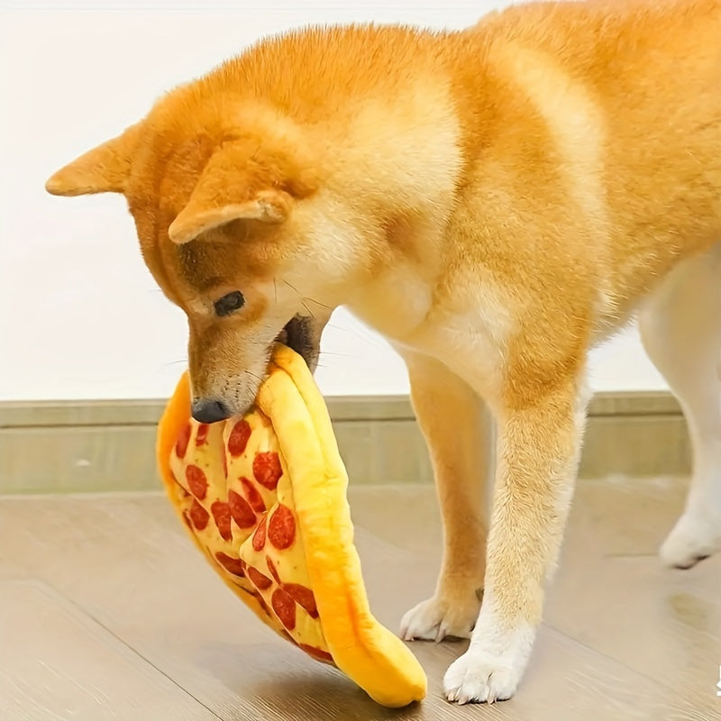 Dog Toy Pizza or Donut Plush with Built-In Squeaker and One or Two-Piece Pack Options for All Breeds