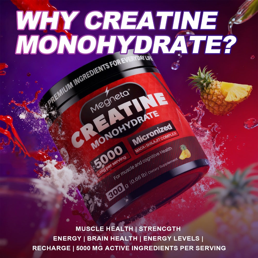 Creatine Monohydrate Powder 5000mg Per Serving - Pineapple Flavor, No Artificial Sweeteners - Strength