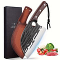 Meat Cleaver Hand Forged Serbian Chef Knife – High Carbon Steel Butcher Knife Full Tang with Leather Sheath | Razor Sharp Chopping Cleaver