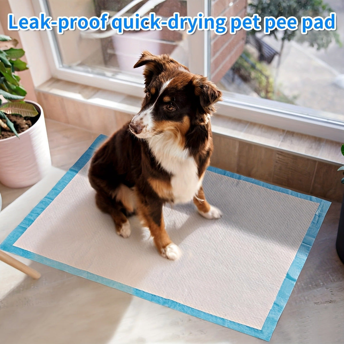 23.6-Inch Square Pet Training Pads with 50, 125 or 300-Piece Pack Options in Blue and White