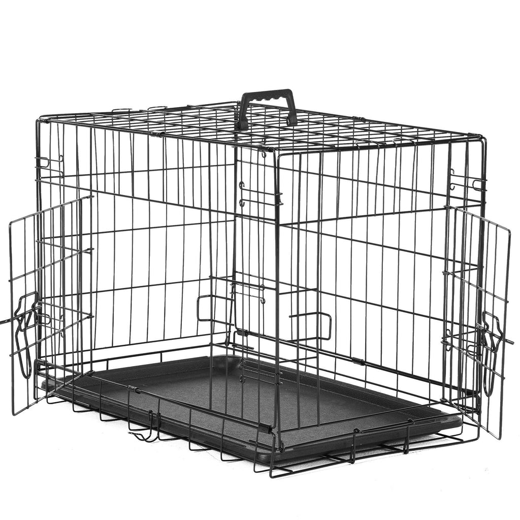 Folding Wire Dog Crate in 24, 30 or 36 Inches with Divider, Removable Tray and Door Options