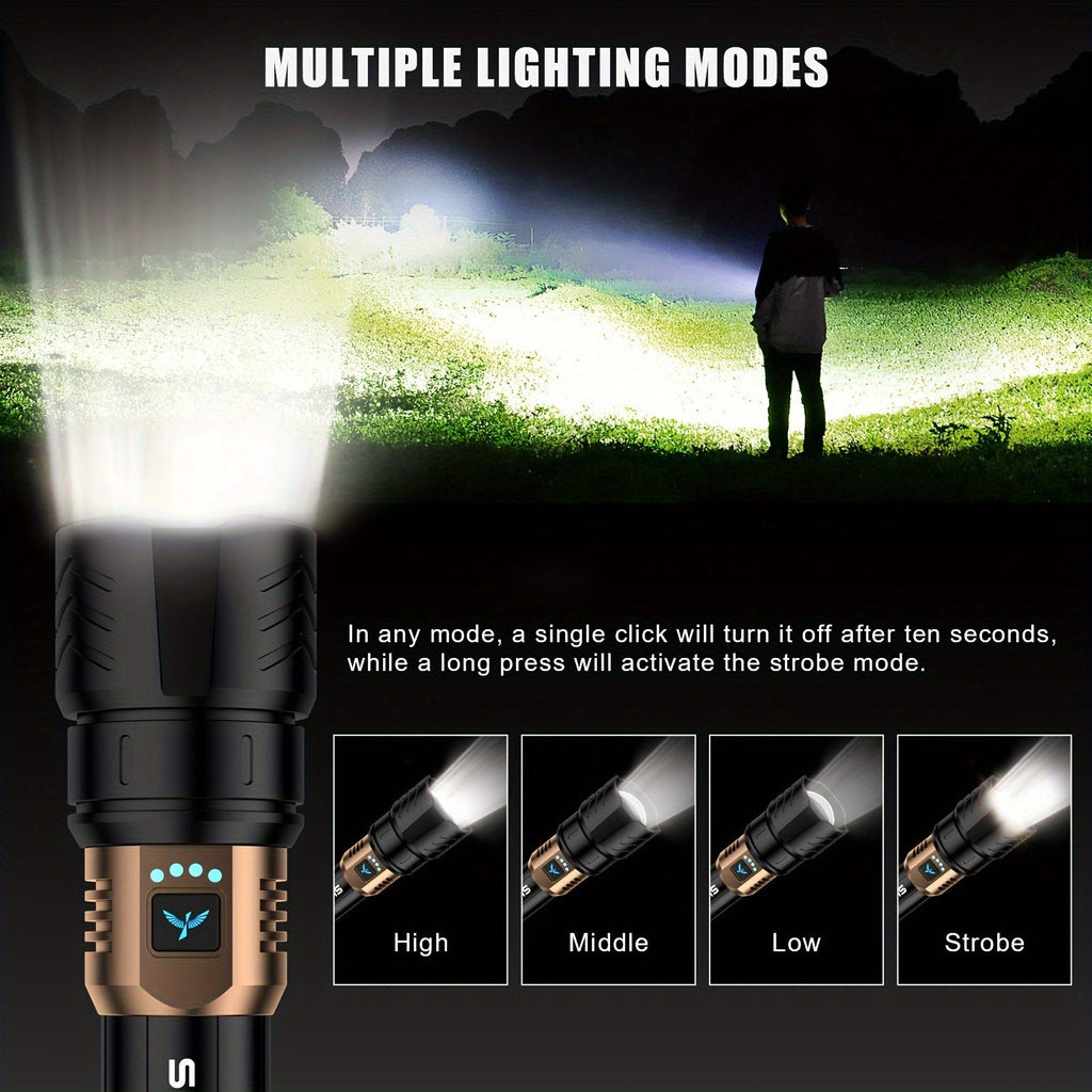Flashlight Zoomable Rechargeable Cycling Light with Four Modes and Seven Listed Kit Configurations
