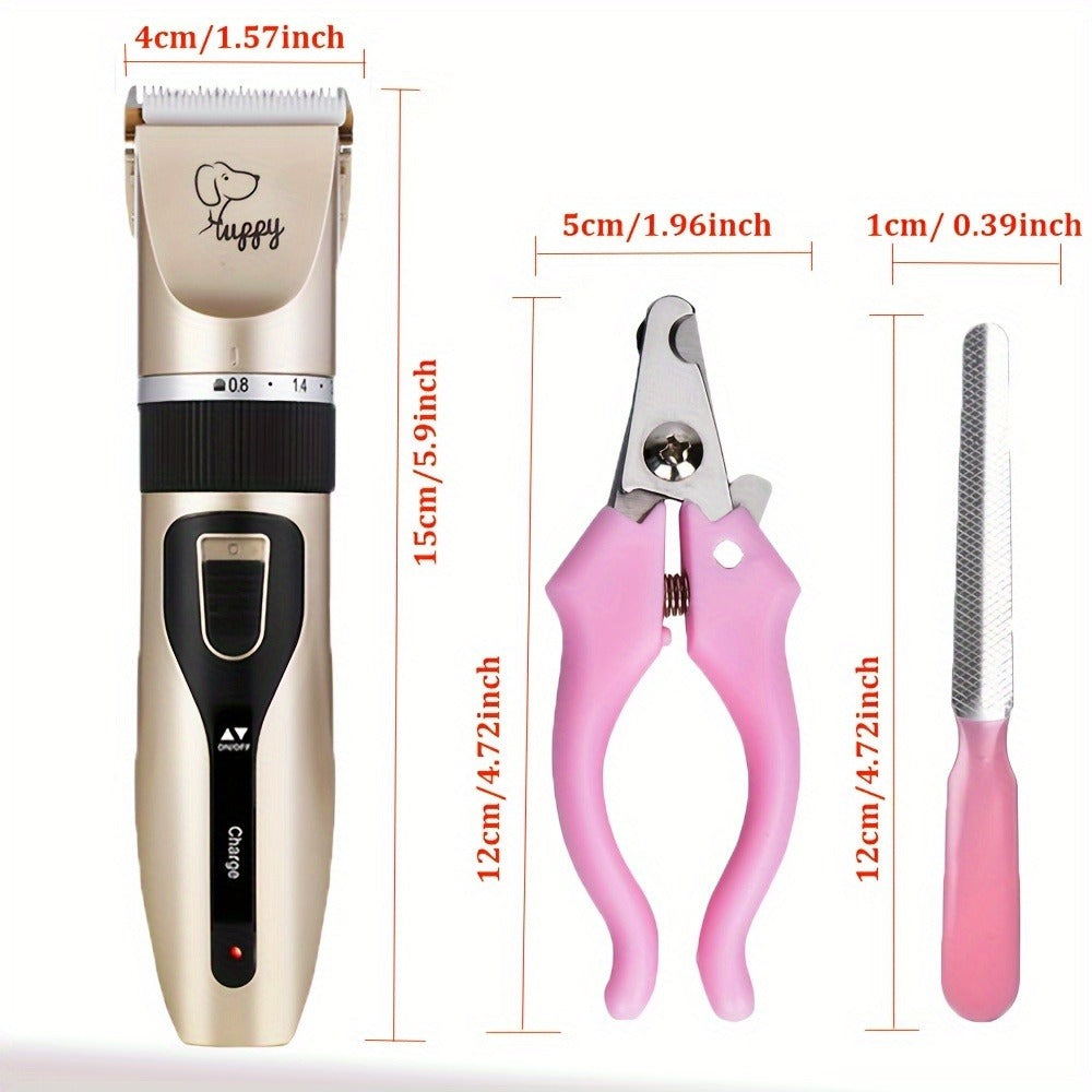 12-in-1 Pet Hair Trimmer Kit USB Rechargeable – Professional Cordless Electric Clippers for Dogs Cats Puppies Kittens