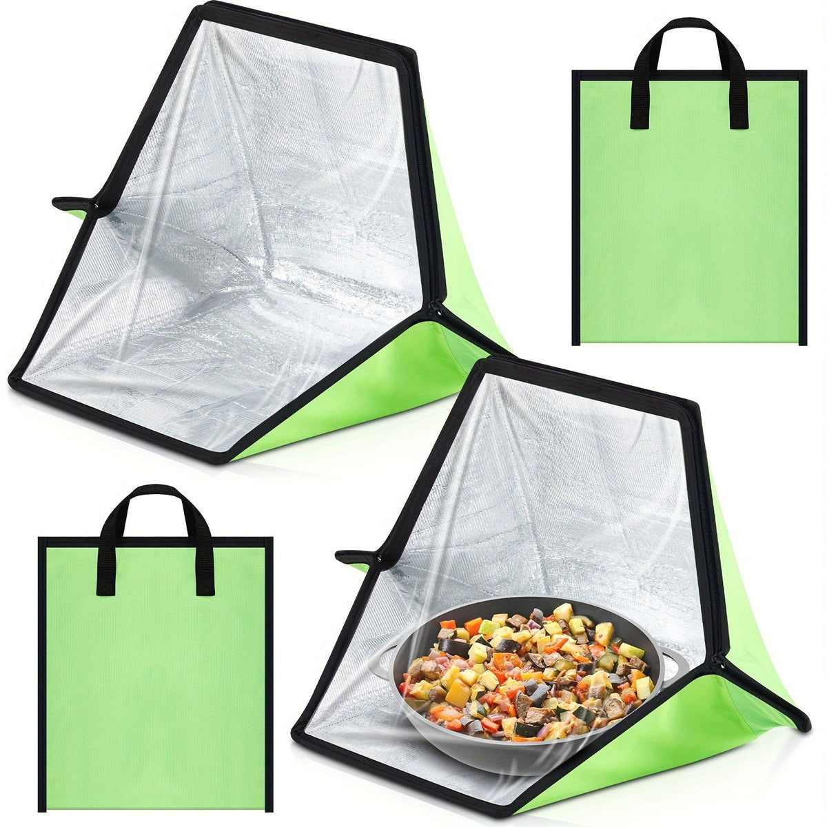 Solar Oven Portable Solar Cooker 2 Pack, Foldable Sun-Powered Camp Stove No Fuel Required, Lightweight Outdoor Cookware for Camping