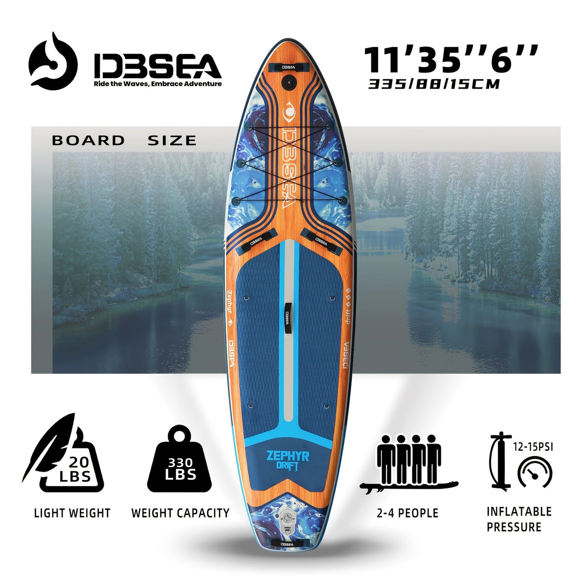 Premium SUP Board 11ft x 35'' Extra Wide Inflatable Paddle Board for Youth Adults with Backpack Waterproof Phone Pouch Paddle Leash Hand