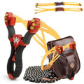Stainless Steel Precision Slingshot Set – Heavy-Duty Hunting Slingshot with Ergonomic Non-Slip Grip & Golden Accents | Wolf Style Catapult